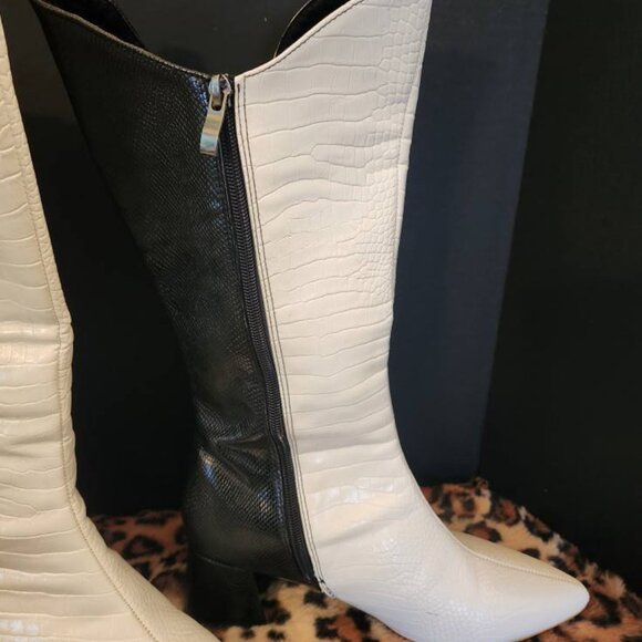 Tall black and white boots - Picture 2 of 4